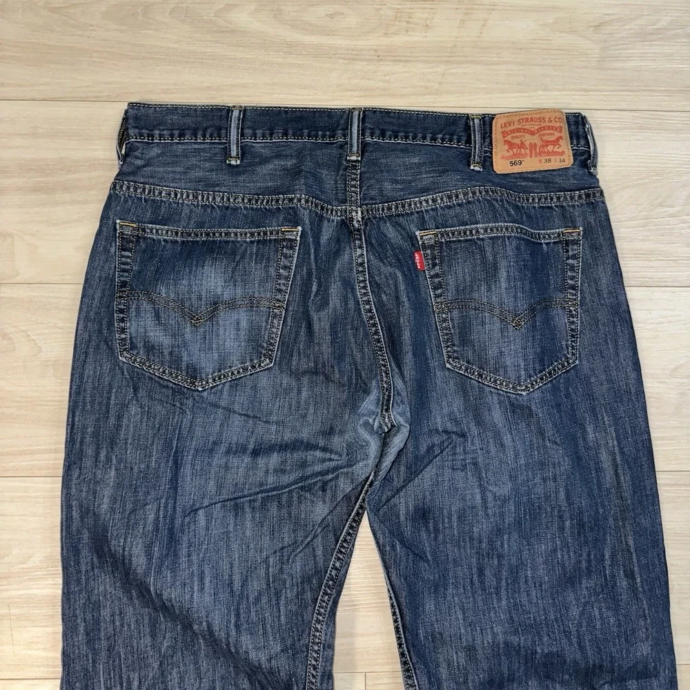 Levi's 569 Jeans Men's 38x31 Blue Loose Straight Fit Baggy Wide‎ Leg Dark Denim